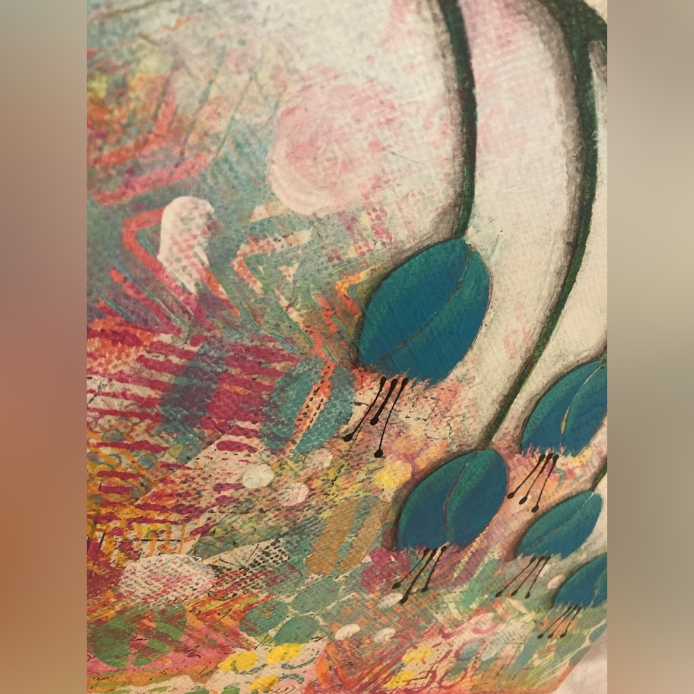 Handmade mixed media “minimalist flowers” canvas - Picture 2 of 4